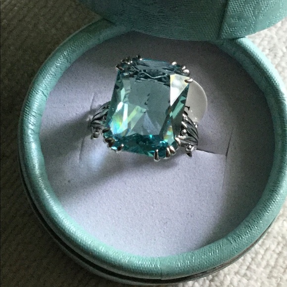 925 Sterling Silver Huge Gemstone Aquamarine Antique Style - Picture 12 of 12